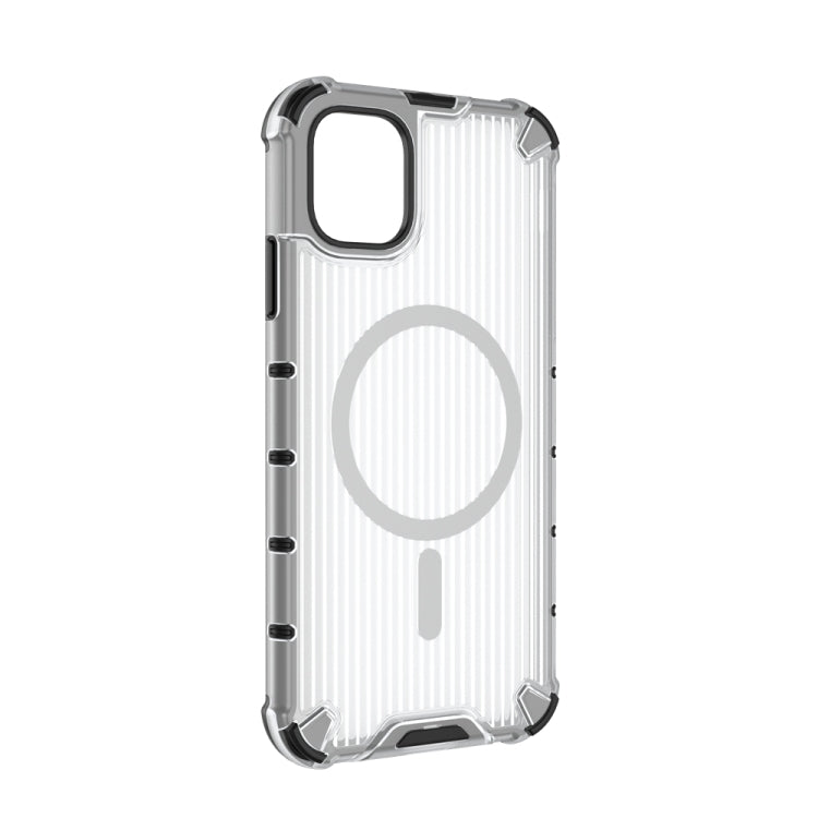 For iPhone 14 Grating Airbag Shockproof MagSafe Frosted Phone Case(Transparent) - iPhone 14 Cases by buy2fix | Online Shopping UK | buy2fix