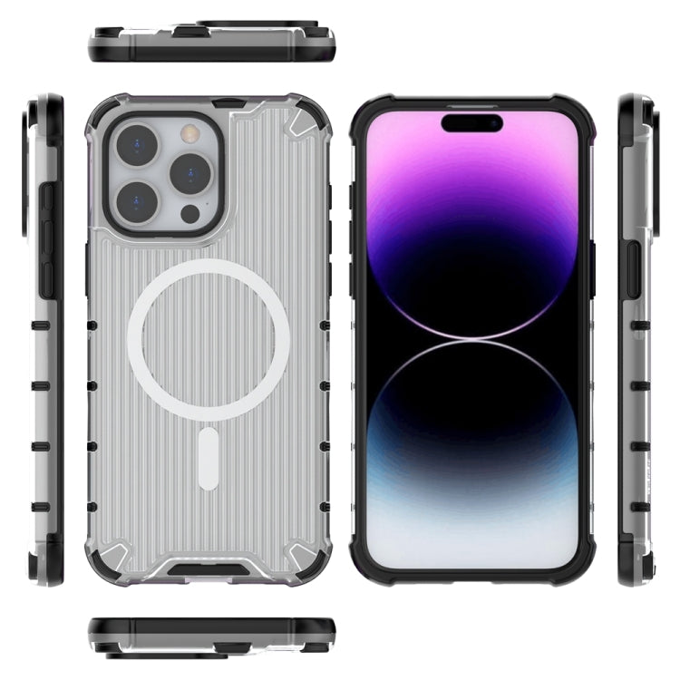 For iPhone 14 Pro Grating Airbag Shockproof MagSafe Frosted Phone Case(Transparent) - iPhone 14 Pro Cases by buy2fix | Online Shopping UK | buy2fix