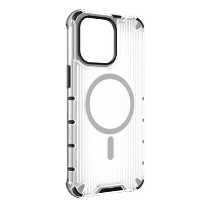 For iPhone 14 Pro Grating Airbag Shockproof MagSafe Frosted Phone Case(Transparent) - iPhone 14 Pro Cases by buy2fix | Online Shopping UK | buy2fix