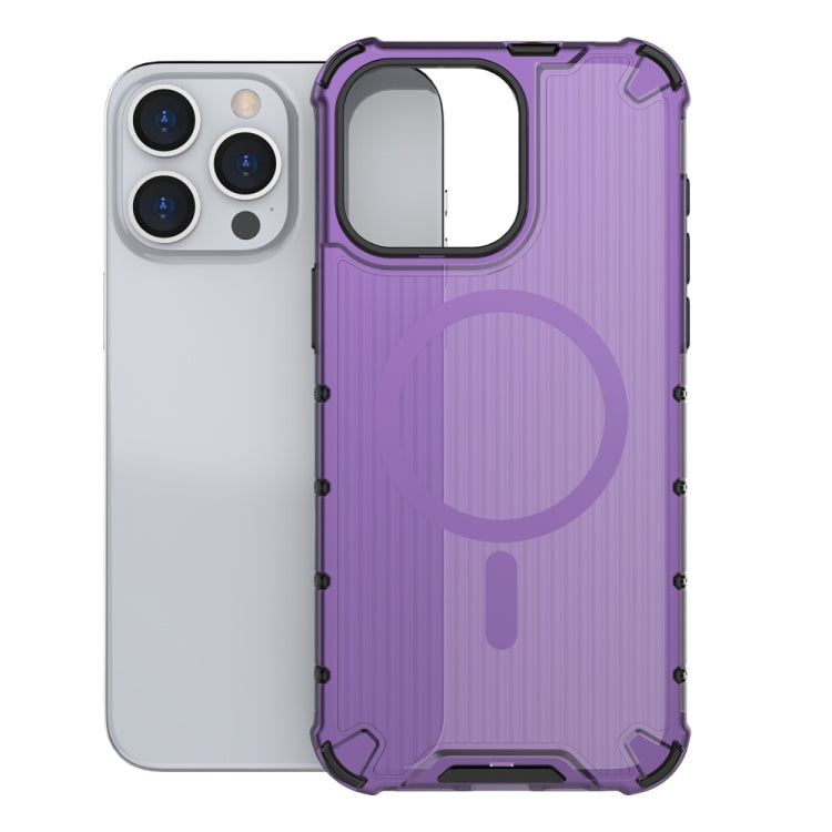 For iPhone 14 Pro Max Grating Airbag Shockproof MagSafe Frosted Phone Case(Purple) - iPhone 14 Pro Max Cases by buy2fix | Online Shopping UK | buy2fix