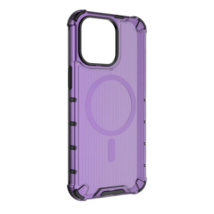 For iPhone 14 Pro Max Grating Airbag Shockproof MagSafe Frosted Phone Case(Purple) - iPhone 14 Pro Max Cases by buy2fix | Online Shopping UK | buy2fix