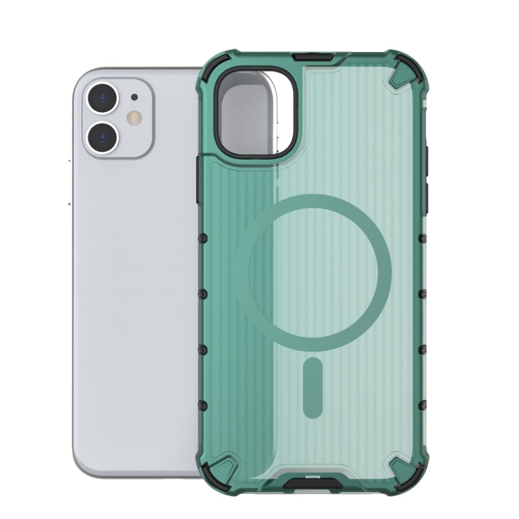 For iPhone 11 Grating Airbag Shockproof MagSafe Frosted Phone Case(Green) - iPhone 11 Cases by buy2fix | Online Shopping UK | buy2fix