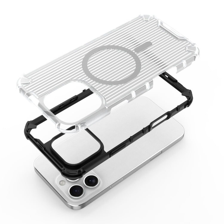 For iPhone 15 Pro Max Grating Airbag Shockproof MagSafe Frosted Phone Case(Transparent) - iPhone 15 Pro Max Cases by buy2fix | Online Shopping UK | buy2fix