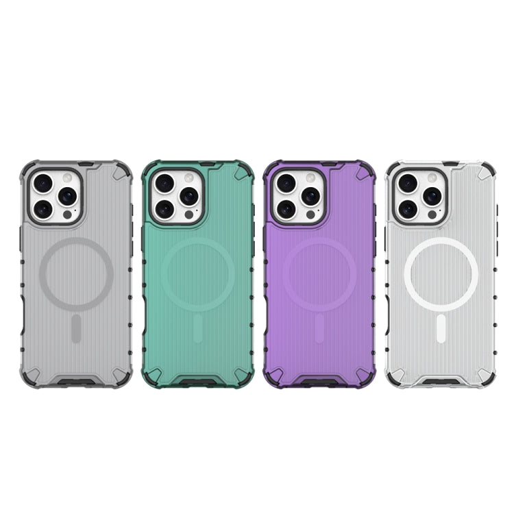 For iPhone 16 Pro Grating Airbag Shockproof MagSafe Frosted Phone Case(Purple) - iPhone 16 Pro Cases by buy2fix | Online Shopping UK | buy2fix