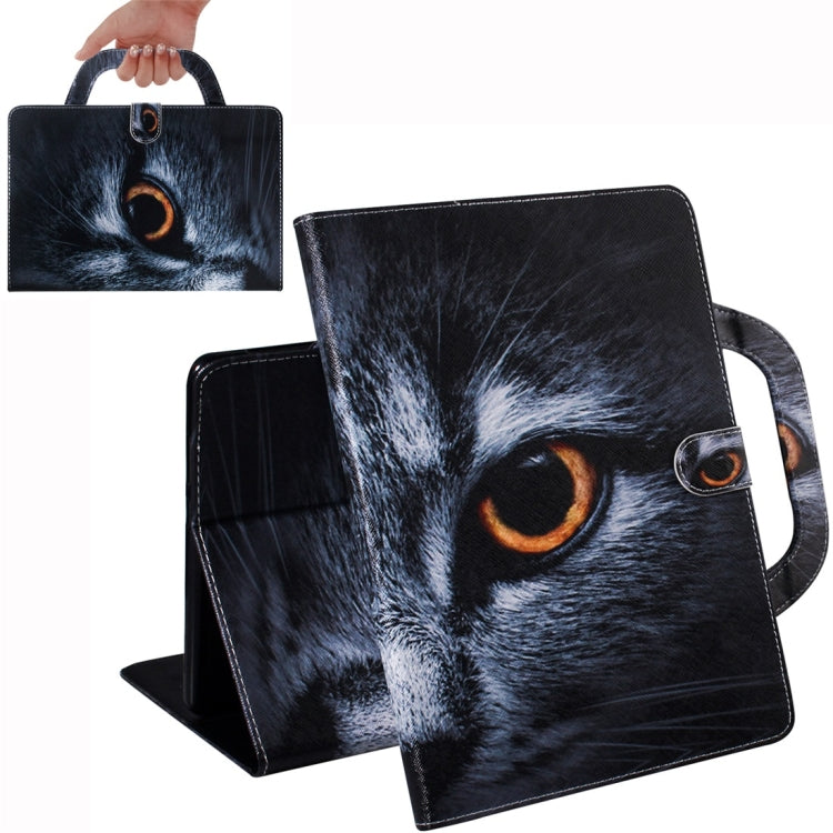 For Samsung Galaxy Tab S7 T870 (2020) 3D Colored Drawing Horizontal Flip Leather Case with Holder & Card Slot & Wallet & Handle(Half Face Cat) by buy2fix