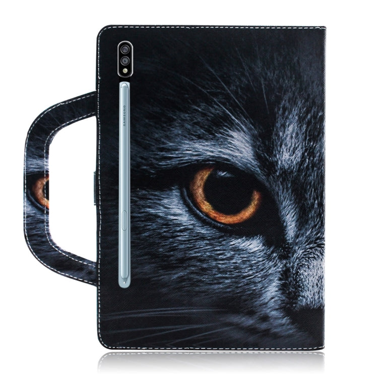 For Samsung Galaxy Tab S7 T870 (2020) 3D Colored Drawing Horizontal Flip Leather Case with Holder & Card Slot & Wallet & Handle(Half Face Cat) by buy2fix