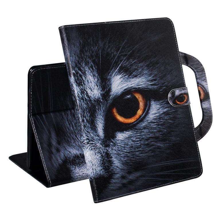 For Samsung Galaxy Tab S7 T870 (2020) 3D Colored Drawing Horizontal Flip Leather Case with Holder & Card Slot & Wallet & Handle(Half Face Cat) by buy2fix