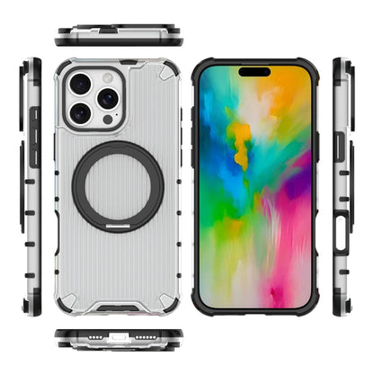 For iPhone 16 Pro Max Grating 360 Degree Rotating Holder Shockproof Phone Case(Transparent) - iPhone 16 Pro Max Cases by buy2fix | Online Shopping UK | buy2fix