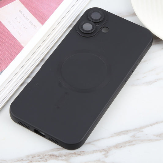 For iPhone 16 Liquid TPU Silicone Solid Color MagSafe Phone Case(Black) by buy2fix