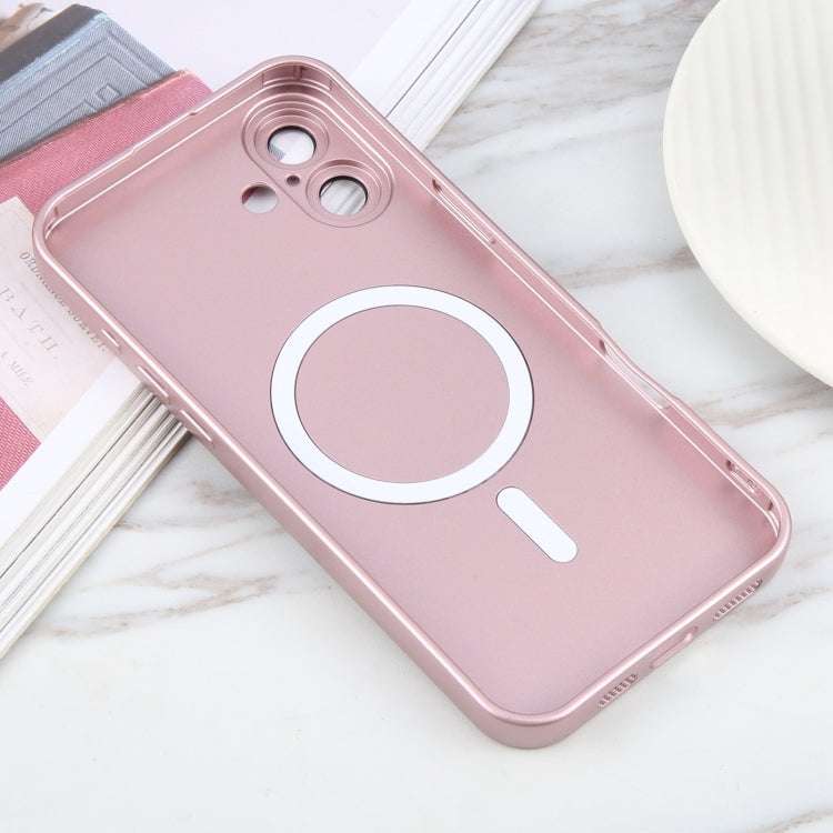 For iPhone 16 Liquid TPU Silicone Solid Color MagSafe Phone Case(Rose Gold) - iPhone 16 Cases by buy2fix | Online Shopping UK | buy2fix