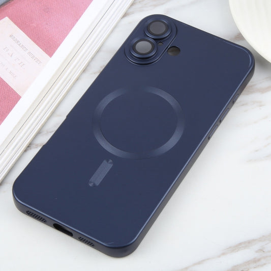 For iPhone 16 Liquid TPU Silicone Solid Color MagSafe Phone Case(Dark Blue) by buy2fix