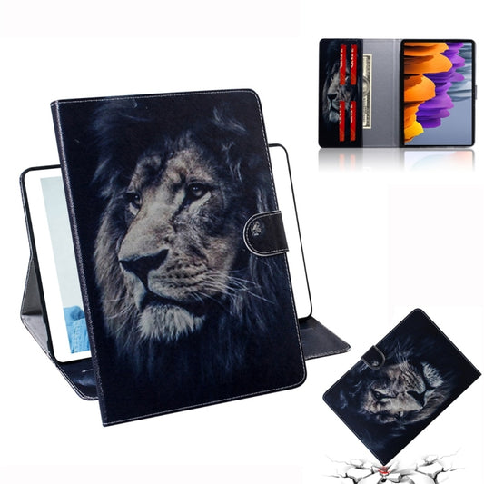 For Samsung Galaxy Tab S7 T870 (2020) 3D Colored Drawing Horizontal Flip Leather Case with Holder & Card Slot & Wallet(Lion) by buy2fix