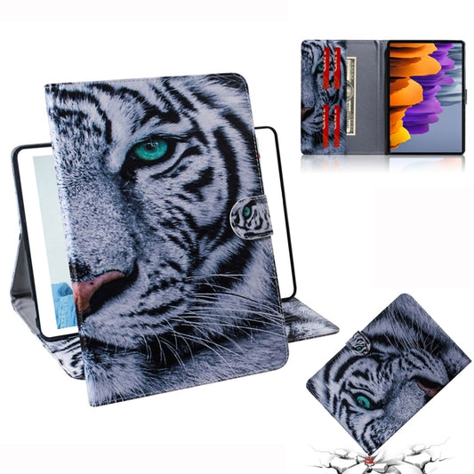 For Samsung Galaxy Tab S7 T870 (2020) 3D Colored Drawing Horizontal Flip Leather Case with Holder & Card Slot & Wallet(Tiger) by buy2fix
