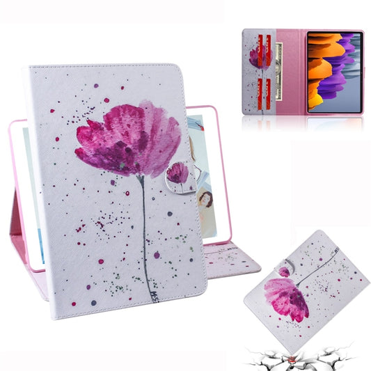 For Samsung Galaxy Tab S7 T870 (2020) 3D Colored Drawing Horizontal Flip Leather Case with Holder & Card Slot & Wallet(Purple Orchid) by buy2fix