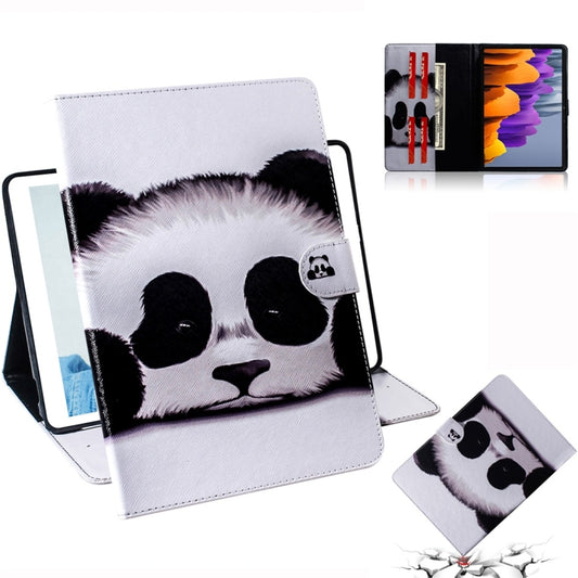 For Samsung Galaxy Tab S7 T870 (2020) 3D Colored Drawing Horizontal Flip Leather Case with Holder & Card Slot & Wallet(Panda) by buy2fix