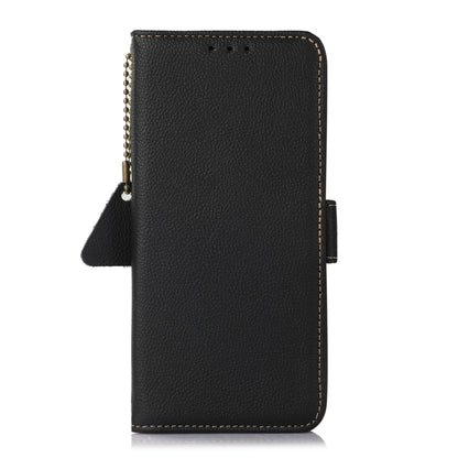 For Motorola Moto G35 Side-Magnetic TJ Genuine Leather RFID Phone Case(Black) - Motorola Cases by buy2fix | Online Shopping UK | buy2fix