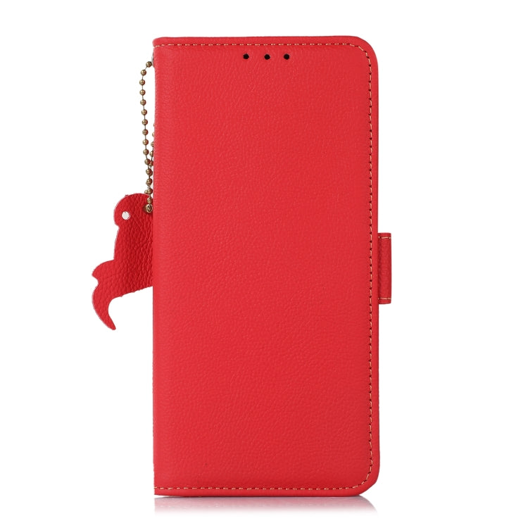 For Motorola Moto G35 Side-Magnetic TJ Genuine Leather RFID Phone Case(Red) - Motorola Cases by buy2fix | Online Shopping UK | buy2fix