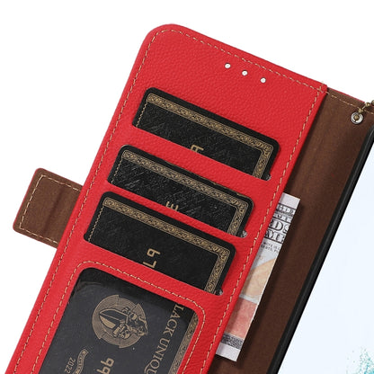 For Motorola Moto G35 Side-Magnetic TJ Genuine Leather RFID Phone Case(Red) - Motorola Cases by buy2fix | Online Shopping UK | buy2fix