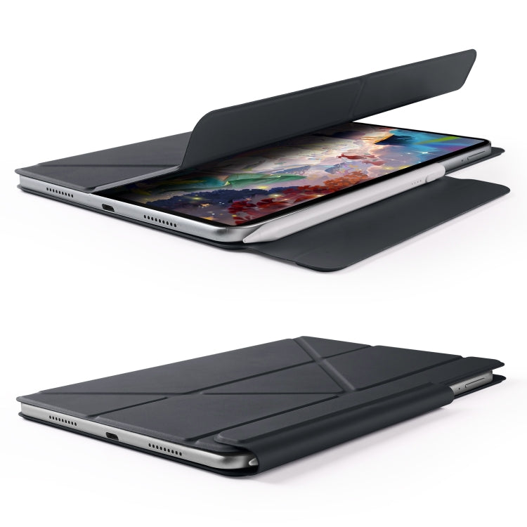 For Huawei MatePad Air 12 2024 Fixed Buckle Magnetic Deformation Leather Tablet Case(Black) - Huawei by buy2fix | Online Shopping UK | buy2fix