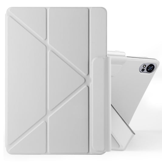 For Huawei MatePad Air 12 2024 Fixed Buckle Magnetic Deformation Leather Tablet Case(Grey) - Huawei by buy2fix | Online Shopping UK | buy2fix