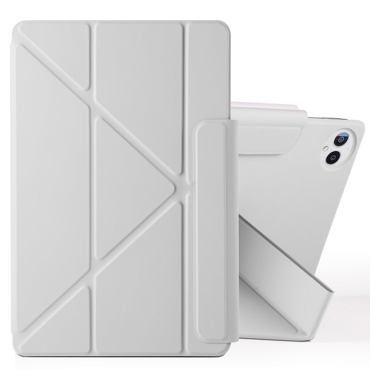 For Huawei MatePad Pro 12.2 2024 Fixed Buckle Magnetic Deformation Leather Tablet Case(Grey) - Huawei by buy2fix | Online Shopping UK | buy2fix