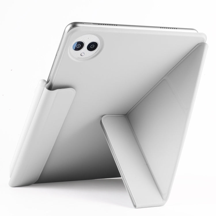 For Huawei MatePad Pro 12.2 2024 Fixed Buckle Magnetic Deformation Leather Tablet Case(Grey) - Huawei by buy2fix | Online Shopping UK | buy2fix