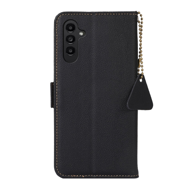 For Samsung Galaxy S24 FE 5G Side-Magnetic TJ Genuine Leather RFID Phone Case(Black) - Galaxy S24 FE 5G Cases by buy2fix | Online Shopping UK | buy2fix