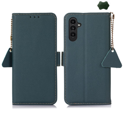 For Samsung Galaxy S24 FE 5G Side-Magnetic TJ Genuine Leather RFID Phone Case(Green) - Galaxy S24 FE 5G Cases by buy2fix | Online Shopping UK | buy2fix