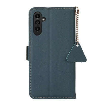 For Samsung Galaxy S24 FE 5G Side-Magnetic TJ Genuine Leather RFID Phone Case(Green) - Galaxy S24 FE 5G Cases by buy2fix | Online Shopping UK | buy2fix
