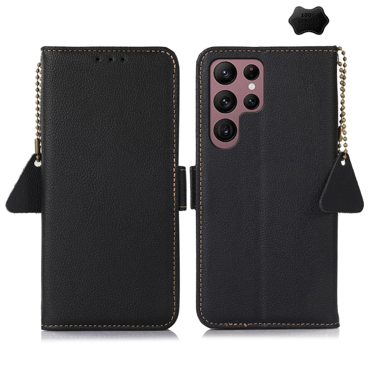 For Samsung Galaxy S25 Ultra 5G Side-Magnetic TJ Genuine Leather RFID Phone Case(Black) by buy2fix