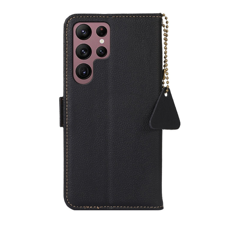 For Samsung Galaxy S25 Ultra 5G Side-Magnetic TJ Genuine Leather RFID Phone Case(Black) by buy2fix