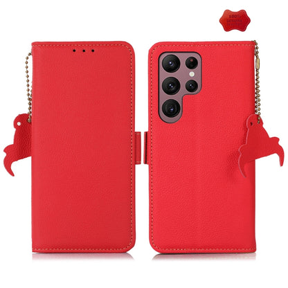 For Samsung Galaxy S25 Ultra 5G Side-Magnetic TJ Genuine Leather RFID Phone Case(Red) - Galaxy S25 Ultra 5G Cases by buy2fix | Online Shopping UK | buy2fix