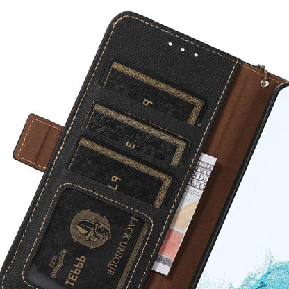 For Samsung Galaxy S25 Edge 5G Side-Magnetic TJ Genuine Leather RFID Phone Case(Black) - Galaxy S25 Edge 5G Cases by buy2fix | Online Shopping UK | buy2fix