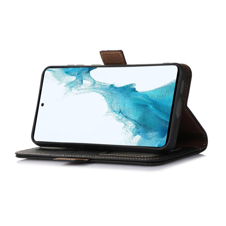 For Samsung Galaxy S25 Edge 5G Side-Magnetic TJ Genuine Leather RFID Phone Case(Black) - Galaxy S25 Edge 5G Cases by buy2fix | Online Shopping UK | buy2fix