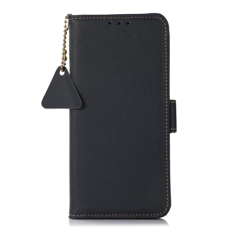 For Samsung Galaxy S25 Edge 5G Side-Magnetic TJ Genuine Leather RFID Phone Case(Blue) - Galaxy S25 Edge 5G Cases by buy2fix | Online Shopping UK | buy2fix