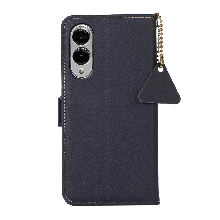 For Samsung Galaxy S25 Edge 5G Side-Magnetic TJ Genuine Leather RFID Phone Case(Blue) - Galaxy S25 Edge 5G Cases by buy2fix | Online Shopping UK | buy2fix