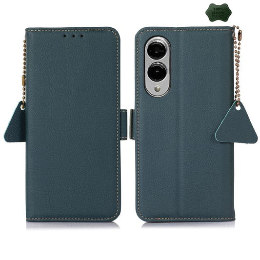 For Samsung Galaxy S25 Edge 5G Side-Magnetic TJ Genuine Leather RFID Phone Case(Green) - Galaxy S25 Edge 5G Cases by buy2fix | Online Shopping UK | buy2fix