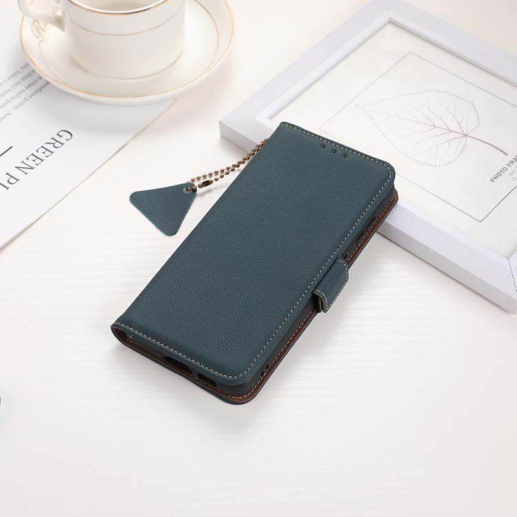 For Samsung Galaxy S25 Edge 5G Side-Magnetic TJ Genuine Leather RFID Phone Case(Green) - Galaxy S25 Edge 5G Cases by buy2fix | Online Shopping UK | buy2fix