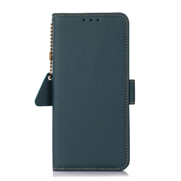 For Samsung Galaxy S25 Edge 5G Side-Magnetic TJ Genuine Leather RFID Phone Case(Green) - Galaxy S25 Edge 5G Cases by buy2fix | Online Shopping UK | buy2fix