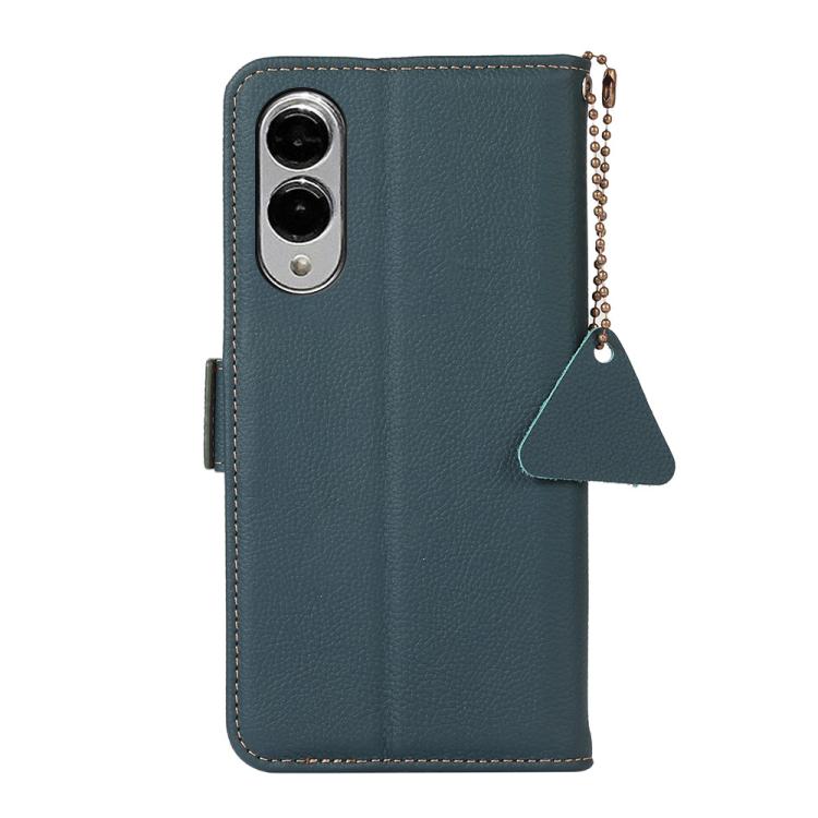For Samsung Galaxy S25 Edge 5G Side-Magnetic TJ Genuine Leather RFID Phone Case(Green) - Galaxy S25 Edge 5G Cases by buy2fix | Online Shopping UK | buy2fix