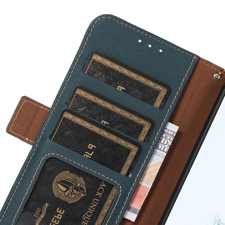 For Samsung Galaxy S25 Edge 5G Side-Magnetic TJ Genuine Leather RFID Phone Case(Green) - Galaxy S25 Edge 5G Cases by buy2fix | Online Shopping UK | buy2fix