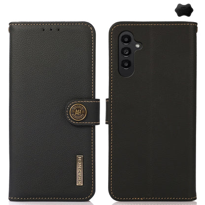 For Samsung Galaxy S24 FE 5G KHAZNEH Custer Genuine Leather RFID Phone Case(Black) - Galaxy S23 FE 5G Cases by buy2fix | Online Shopping UK | buy2fix