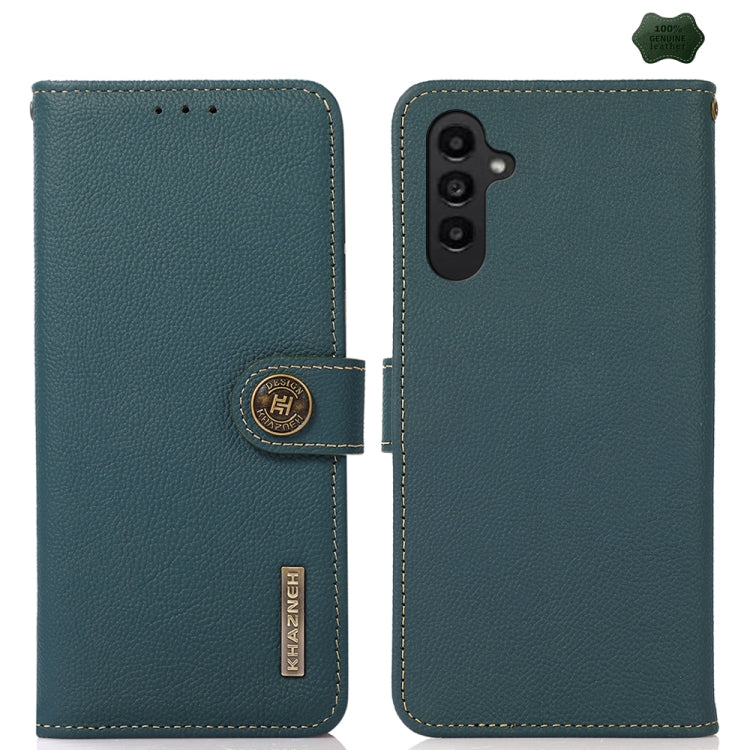 For Samsung Galaxy S24 FE 5G KHAZNEH Custer Genuine Leather RFID Phone Case(Green) - Galaxy S23 FE 5G Cases by buy2fix | Online Shopping UK | buy2fix
