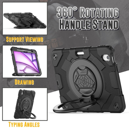 For iPad Air 11 2025 / 2024 Spider Rotation Handle Silicone Hybrid PC Tablet Case(Black) by buy2fix