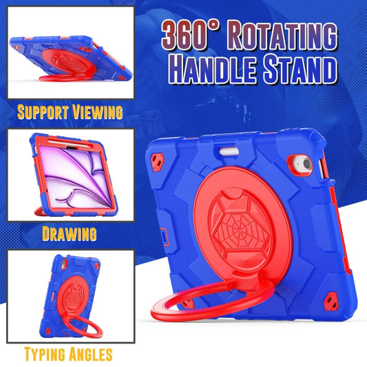 For iPad Air 11 2025 / 2024 Spider Rotation Handle Silicone Hybrid PC Tablet Case(Red Blue) by buy2fix