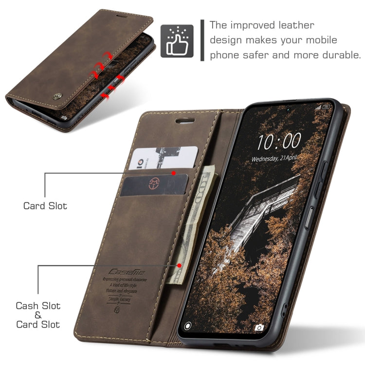 For Redmi 13 CaseMe 013 Multifunctional Horizontal Flip Leather Phone Case(Coffee) by CaseMe