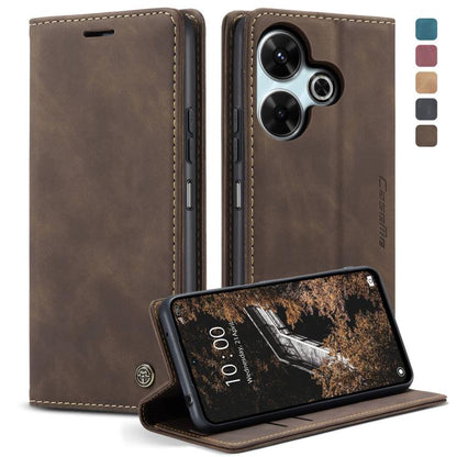 For Redmi 13 CaseMe 013 Multifunctional Horizontal Flip Leather Phone Case(Coffee) by CaseMe