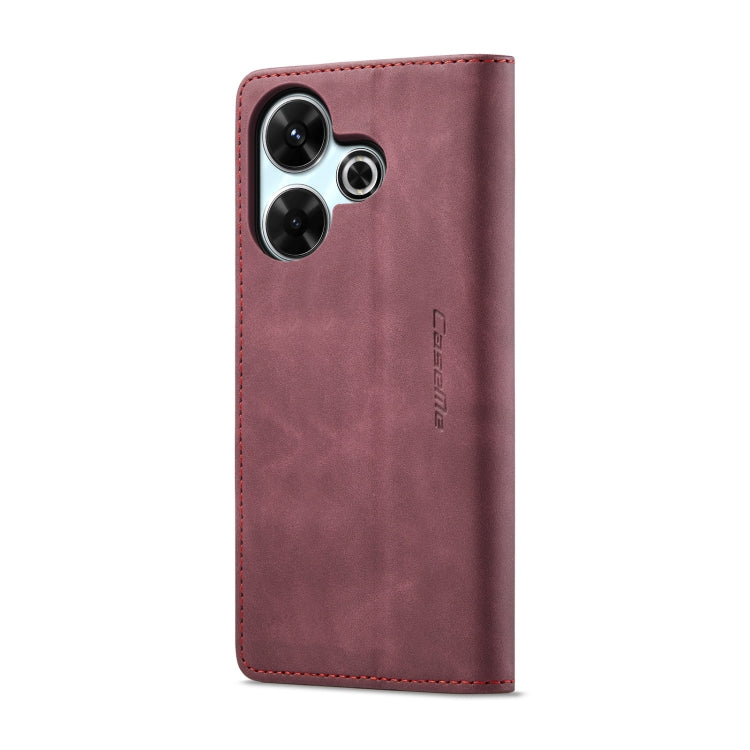 For Redmi 13 CaseMe 013 Multifunctional Horizontal Flip Leather Phone Case(Wine Red) by CaseMe