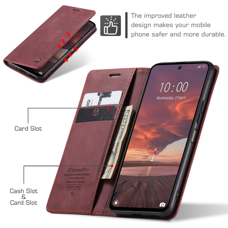 For Redmi 13 CaseMe 013 Multifunctional Horizontal Flip Leather Phone Case(Wine Red) by CaseMe