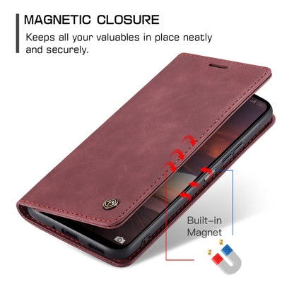 For Redmi 13 CaseMe 013 Multifunctional Horizontal Flip Leather Phone Case(Wine Red) by CaseMe